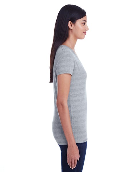 Threadfast Apparel 252RV - Camiseta con cuello en V para mujer con rayas invisibles