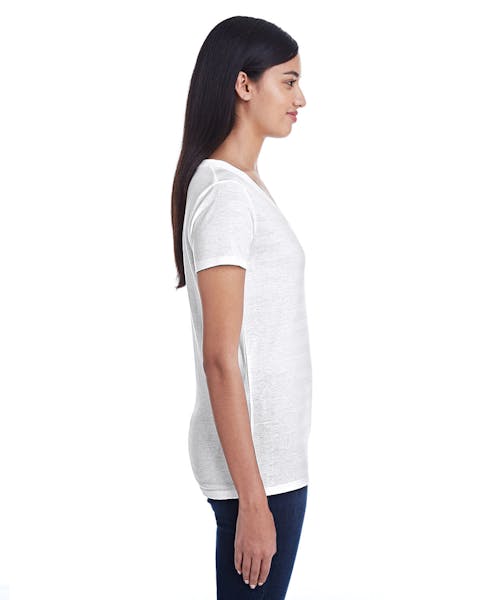 Threadfast Apparel 252RV - Camiseta con cuello en V para mujer con rayas invisibles