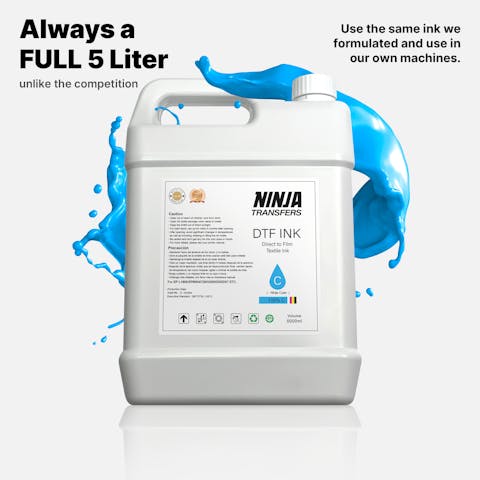 Premium DTF Cyan Ink 5 Liter - Ninja Transfers