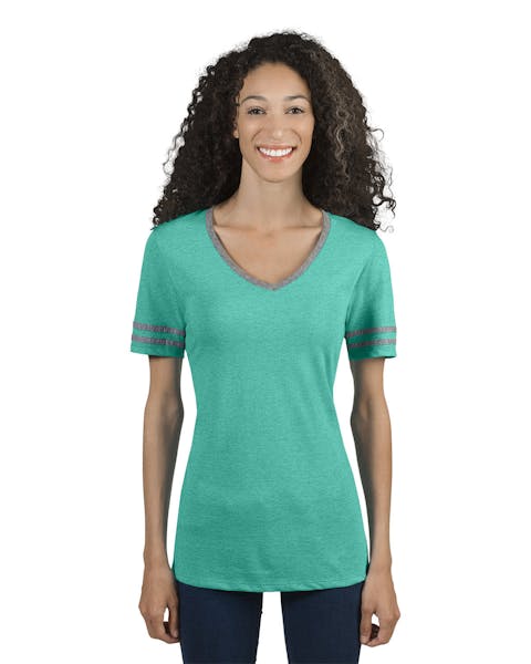 Jerzees 602WVR Ladies' TRI-BLEND Varsity V-Neck T-Shirt