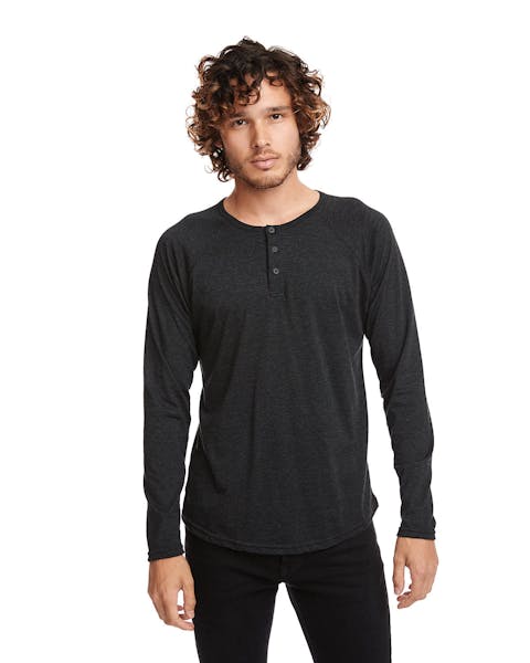 Next Level 6072 Camiseta henley de manga larga Triblend para hombre