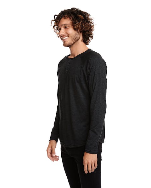 Next Level 6072 Camiseta henley de manga larga Triblend para hombre