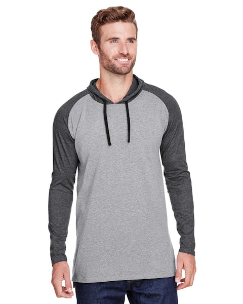 LAT 6917 Men's Hooded Raglan Long Sleeve Fine Jersey T-Shirt