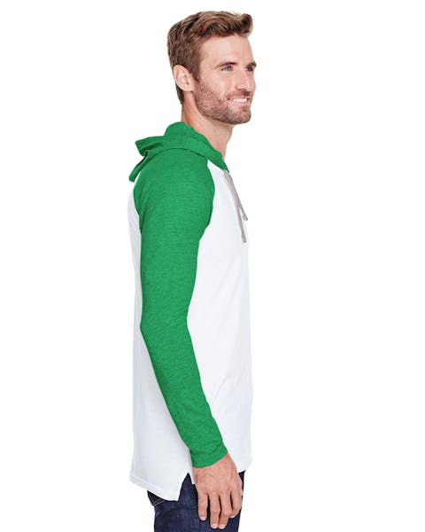 LAT 6917 Men's Hooded Raglan Long Sleeve Fine Jersey T-Shirt