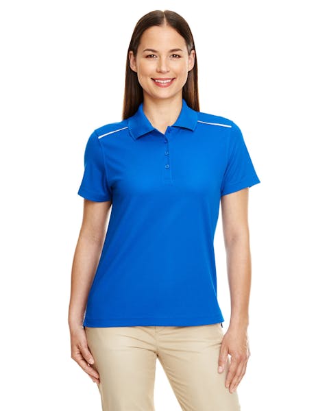 Core 365 78181R 女式 Radiant Performance Piqu Polo 衫，带反光滚边