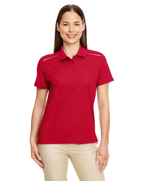 Core 365 78181R 女式 Radiant Performance Piqu Polo 衫，带反光滚边