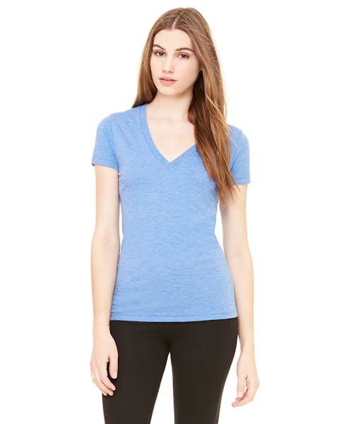 Bella + Canvas 8435 - Camiseta de manga corta con escote en V profundo para mujer