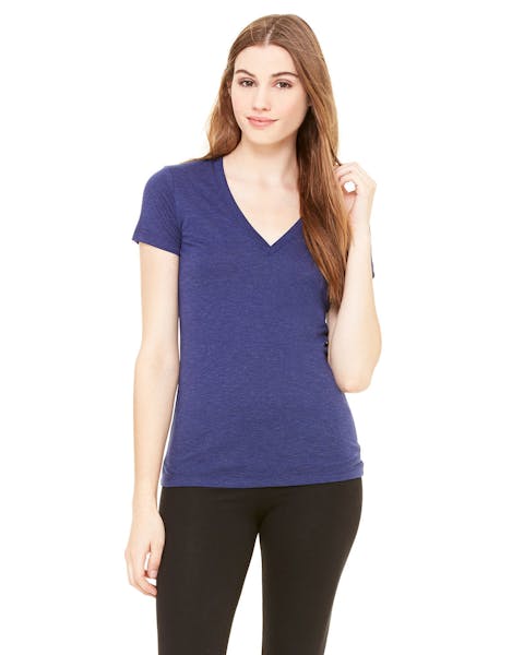 Bella + Canvas 8435 - Camiseta de manga corta con escote en V profundo para mujer