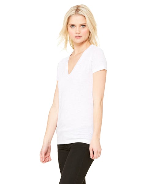 Bella + Canvas 8435 - Camiseta de manga corta con escote en V profundo para mujer