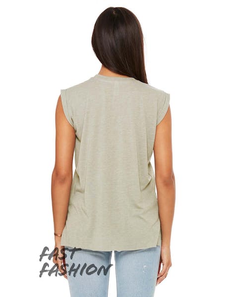 Bella + Canvas 8804 Ladies' Flowy Muscle T-Shirt with Rolled Cuff