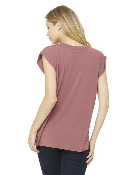 Bella + Canvas 8804 Ladies' Flowy Muscle T-Shirt with Rolled Cuff