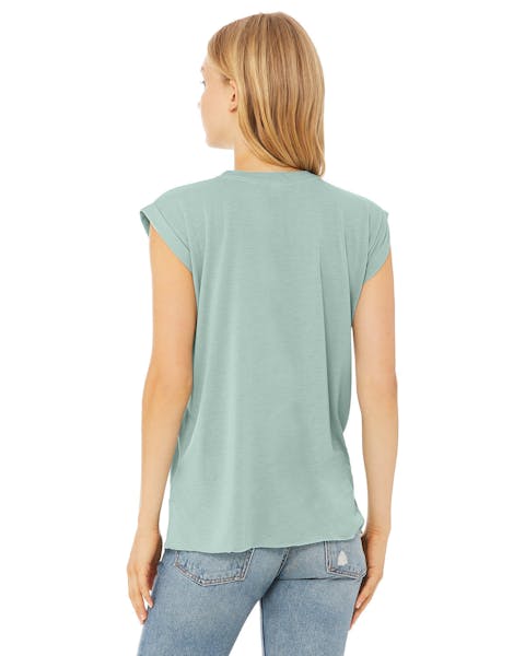 Bella + Canvas 8804 Playera fluida con puño enrollado para mujer