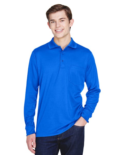 Core 365 88192P Adult Pinnacle Performance Long-Sleeve Piqu Polo with Pocket