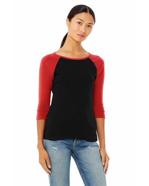 Bella + Canvas B2000 Ladies' Baby Rib 3/4-Sleeve Contrast Raglan T-Shirt