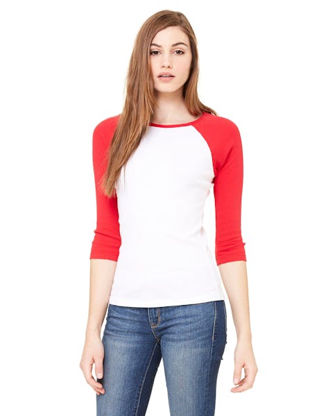 Bella + Canvas B2000 Ladies' Baby Rib 3/4-Sleeve Contrast Raglan T-Shirt