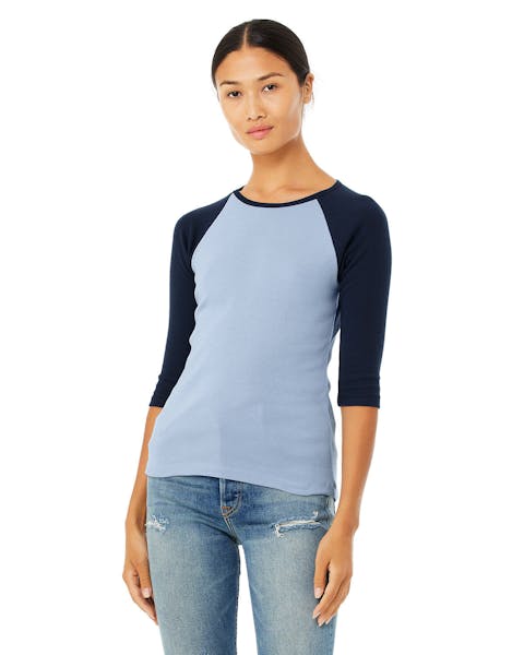 Bella + Canvas B2000 Ladies' Baby Rib 3/4-Sleeve Contrast Raglan T-Shirt