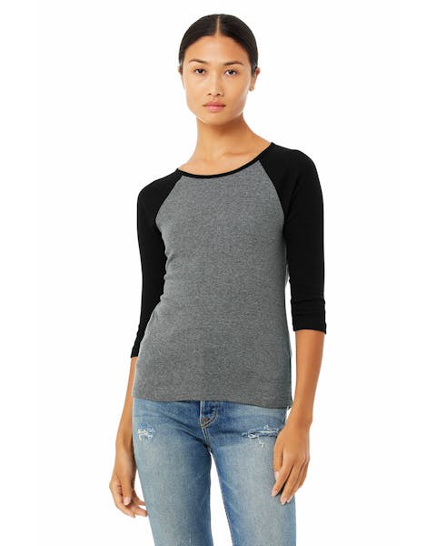 Bella + Canvas B2000 Ladies' Baby Rib 3/4-Sleeve Contrast Raglan T-Shirt