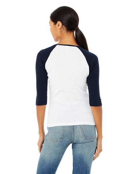 Bella + Canvas B2000 Ladies' Baby Rib 3/4-Sleeve Contrast Raglan T-Shirt