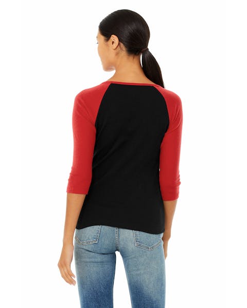 Bella + Canvas B2000 Ladies' Baby Rib 3/4-Sleeve Contrast Raglan T-Shirt