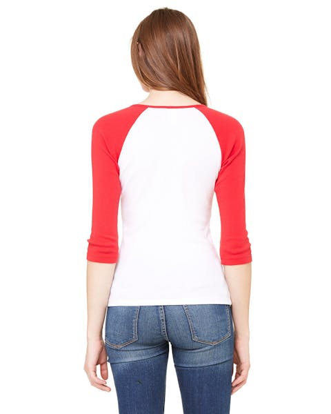 Bella + Canvas B2000 Ladies' Baby Rib 3/4-Sleeve Contrast Raglan T-Shirt