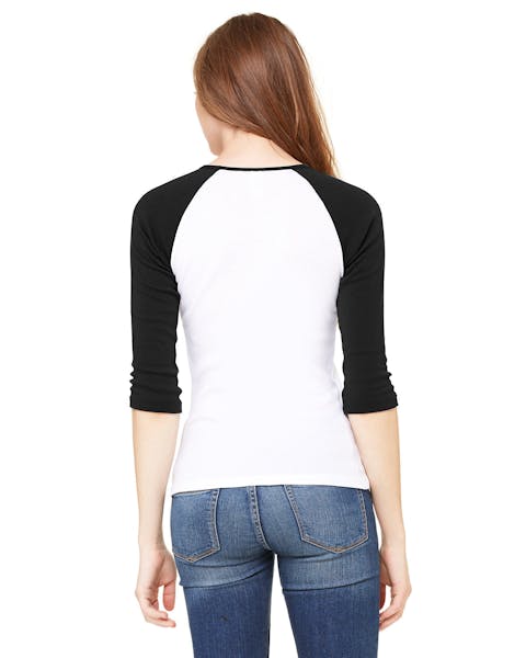 Bella + Canvas B2000 Ladies' Baby Rib 3/4-Sleeve Contrast Raglan T-Shirt