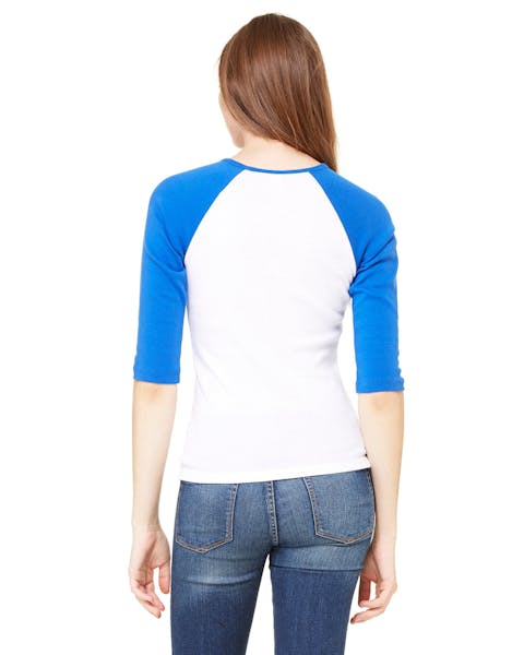 Bella + Canvas B2000 Ladies' Baby Rib 3/4-Sleeve Contrast Raglan T-Shirt