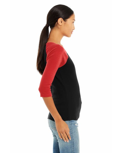 Bella + Canvas B2000 Ladies' Baby Rib 3/4-Sleeve Contrast Raglan T-Shirt