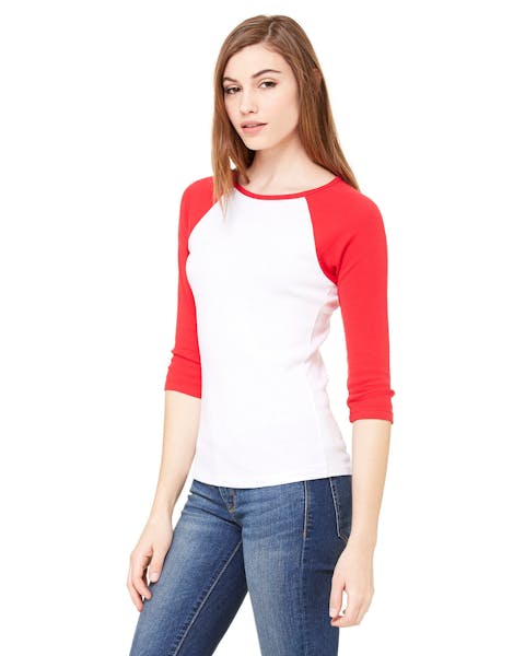 Bella + Canvas B2000 Ladies' Baby Rib 3/4-Sleeve Contrast Raglan T-Shirt