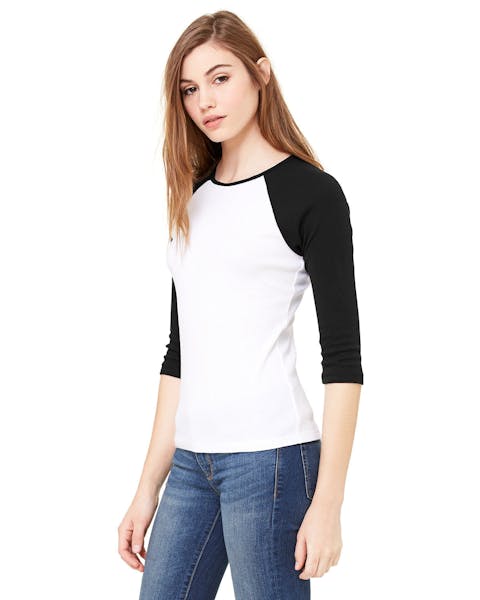 Bella + Canvas B2000 Ladies' Baby Rib 3/4-Sleeve Contrast Raglan T-Shirt