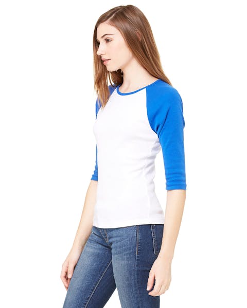 Bella + Canvas B2000 Ladies' Baby Rib 3/4-Sleeve Contrast Raglan T-Shirt