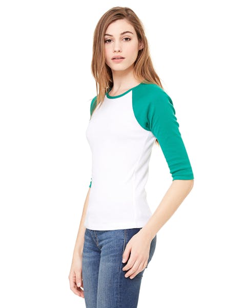 Bella + Canvas B2000 Ladies' Baby Rib 3/4-Sleeve Contrast Raglan T-Shirt