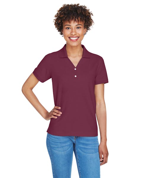 Devon &amp; Jones D100W Polo Pima Piqu con cuello en Y para mujer