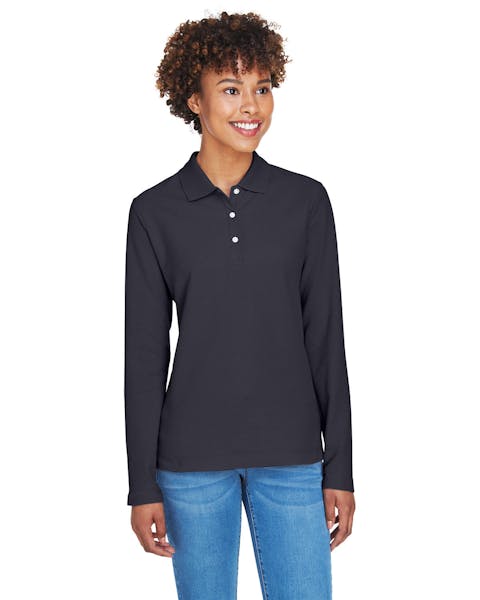 Devon &amp; Jones D110W Polo Pima Piqu de manga larga para mujer