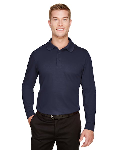 Devon &amp; Jones DG20L CrownLux Performance Polo de manga larga trenzada para hombre