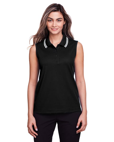 Devon & Jones DG20SW Ladies' CrownLux Performance Plaited Tipped Sleeveless Polo