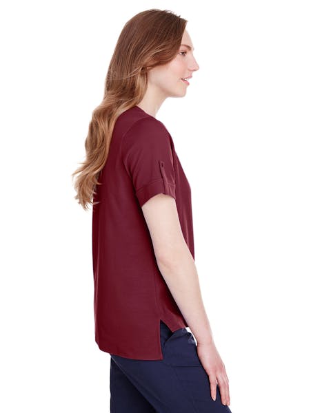 Devon & Jones DG20WB Ladies' CrownLux Performance Plaited Rolled-Sleeve Top