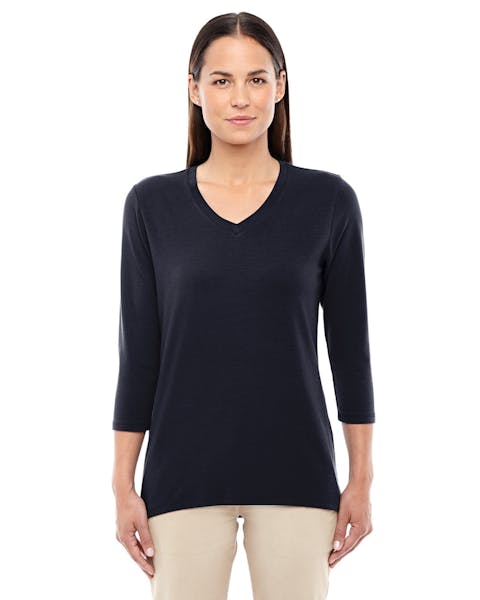 Devon &amp; Jones DP184W Top de cuello en V con ajuste perfecto hasta la pulsera para mujer