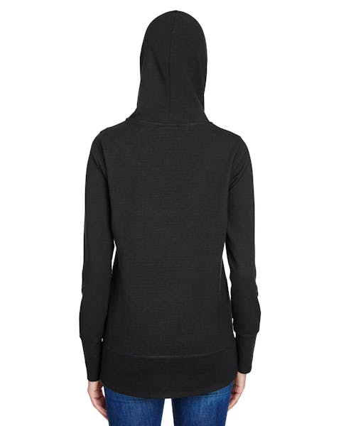 J America JA8431 Ladies' Omega Stretch Snap-Placket Hooded Sweatshirt