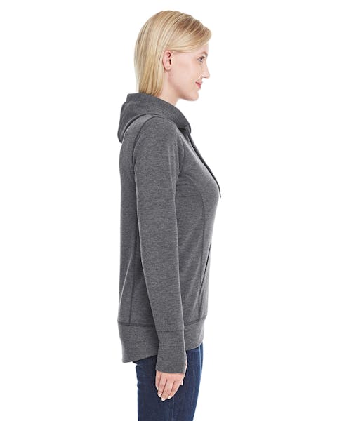 J America JA8431 Omega Stretch Snap-Placket sudadera con capucha para mujer