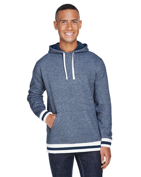 J America JA8701 Adult Peppered Fleece Lapover Hooded Sweatshirt