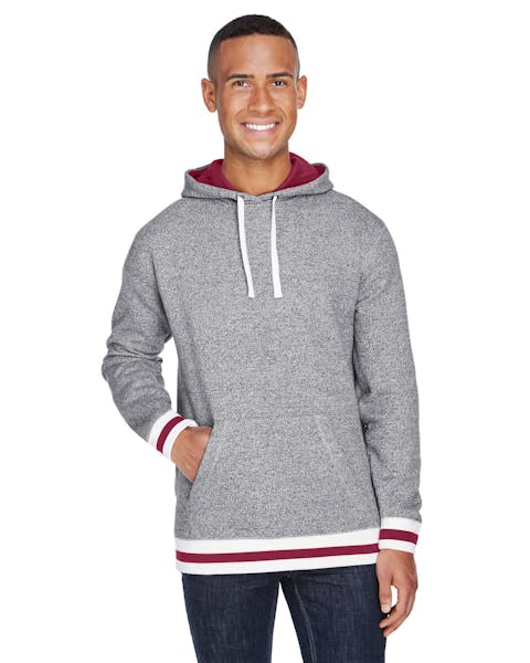 J America JA8701 Adult Peppered Fleece Lapover Hooded Sweatshirt