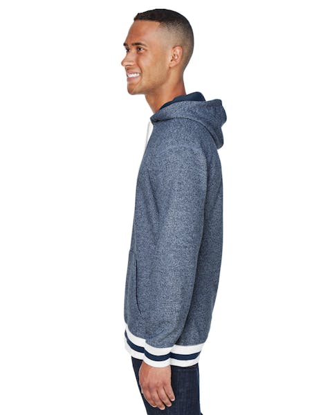 J America JA8701 Adult Peppered Fleece Lapover Hooded Sweatshirt