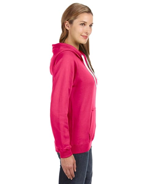 J America JA8836 Ladies' Sydney Brushed V-Neck Hooded Sweatshirt