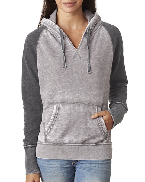 J America JA8926 Ladies' Zen Contrast Pullover Hooded Sweatshirt