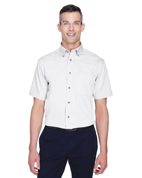 Harriton M500S - Camisa de sarga de manga corta para hombre, fácil de mezclar, con liberación de manchas