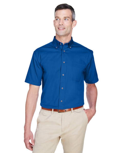 Harriton M500S - Camisa de sarga de manga corta para hombre, fácil de mezclar, con liberación de manchas