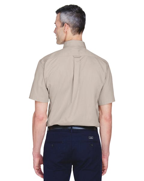 Harriton M500S Men's Easy Blend Short-Sleeve Twill Shirt withStain-Release