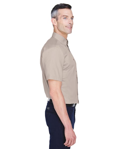 Harriton M500S - Camisa de sarga de manga corta para hombre, fácil de mezclar, con liberación de manchas