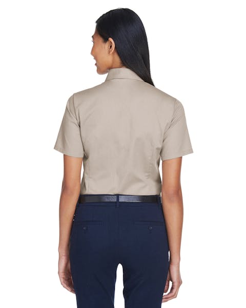 Harriton M500SW Ladies' Easy Blend Short-Sleeve Twill Shirt withStain-Release