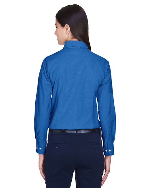 Harriton M600W Ladies' Long-Sleeve Oxford with Stain-Release